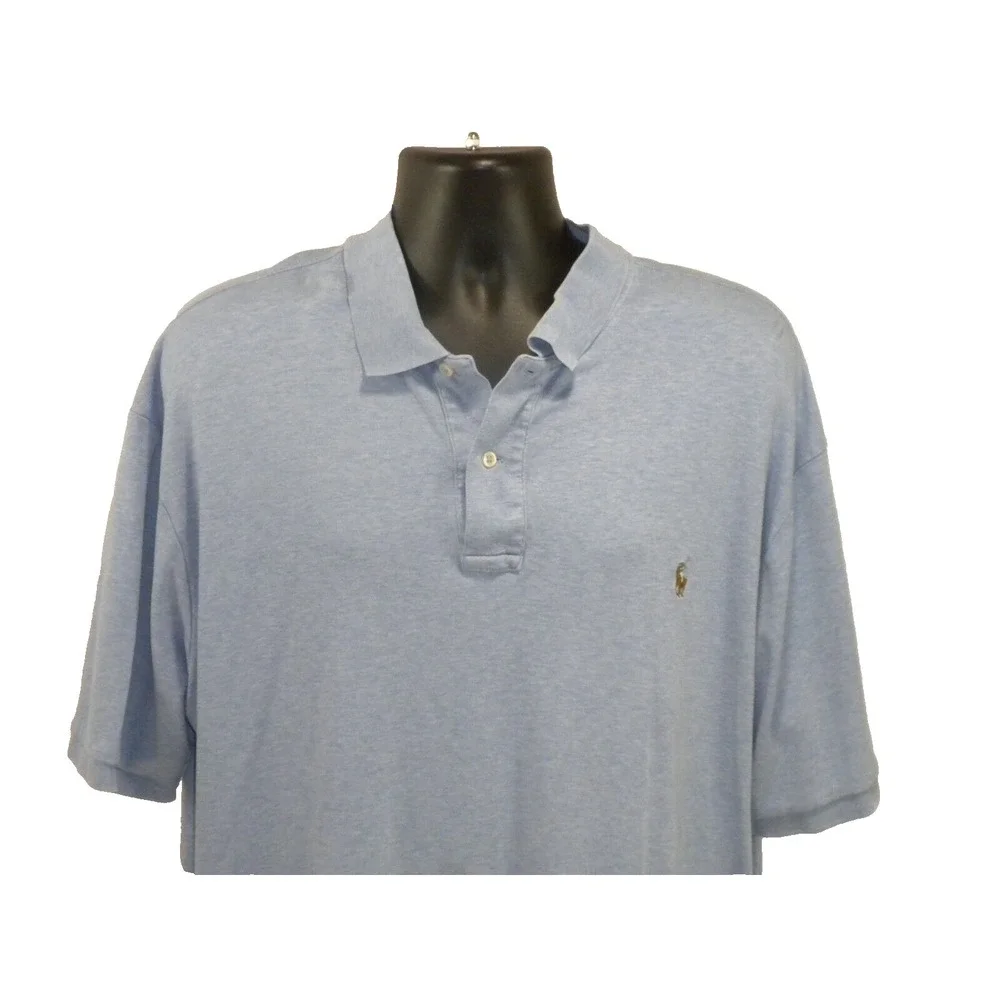 Polo Ralph Lauren Polo‎ Shirt Mens 2XLT Blue Pima Soft Touch Golf Short Sleeve